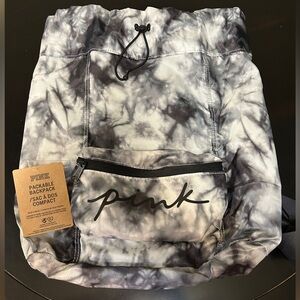 PINK Victoria's Secret Gray Packable Backpack/FannyPack